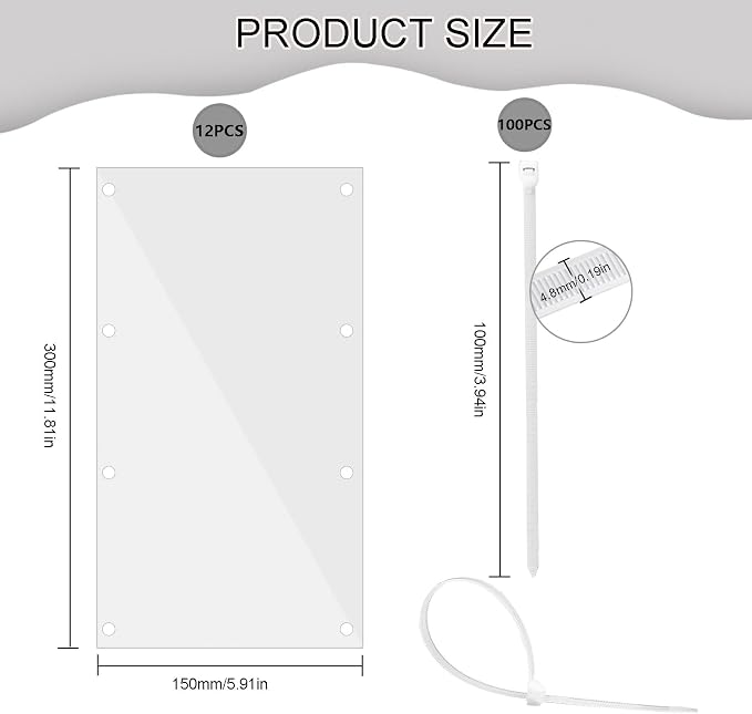 Pet Cage Liner Protection, Rabbit Cage Plastic Panels, 12 PCS Cage Urine Guard for Rabbit, Guinea Pig, Hamster, Hedgehog, Chinchilla, Ferret, Bunny - Transparent, 11.8"x5.9"