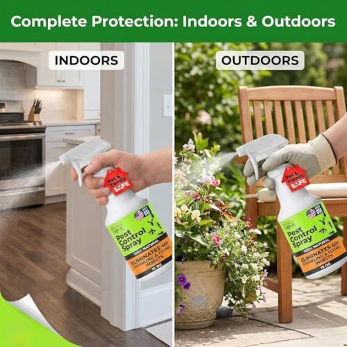 Nature's Dome Pest Control Spray 16 Oz | Indoor & Outdoor Ant Spray for Home, Kitchen & Patio | Kills Ants, Fleas, Ticks & Mosquitos on Contact | Plant-Based Formula, Ready to Use