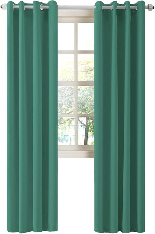 LA PALMA Thermal Insulated Blackout Darkening Grommet Living Room Curtains Window Drapes for Bedroom Pack of 2 Panels