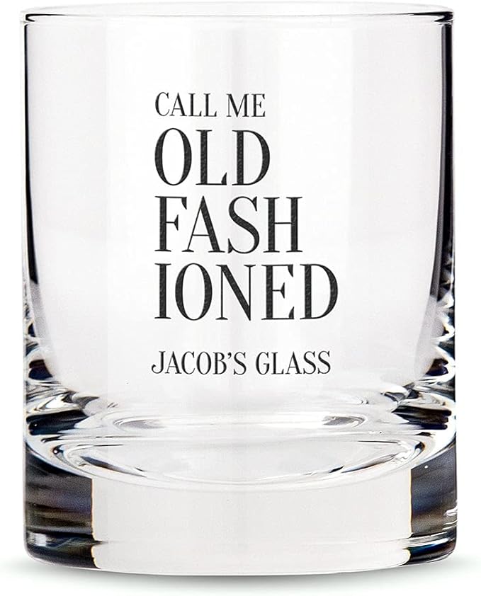 WEDDINGSTAR Personalized Whiskey Glass 11oz - Call Me Old Fashioned Print