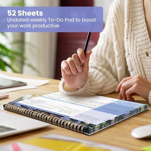 Weekly To Do List Notepad with 52 Undated Sheets（8.5"×11"）- Undated Weekly Planner Notepad for Office Desk Accessories and Supplies - Blue Meadow