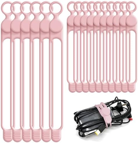 Silicone Cable Ties, Cord Organizer Cable Management,2Sizes-Pink