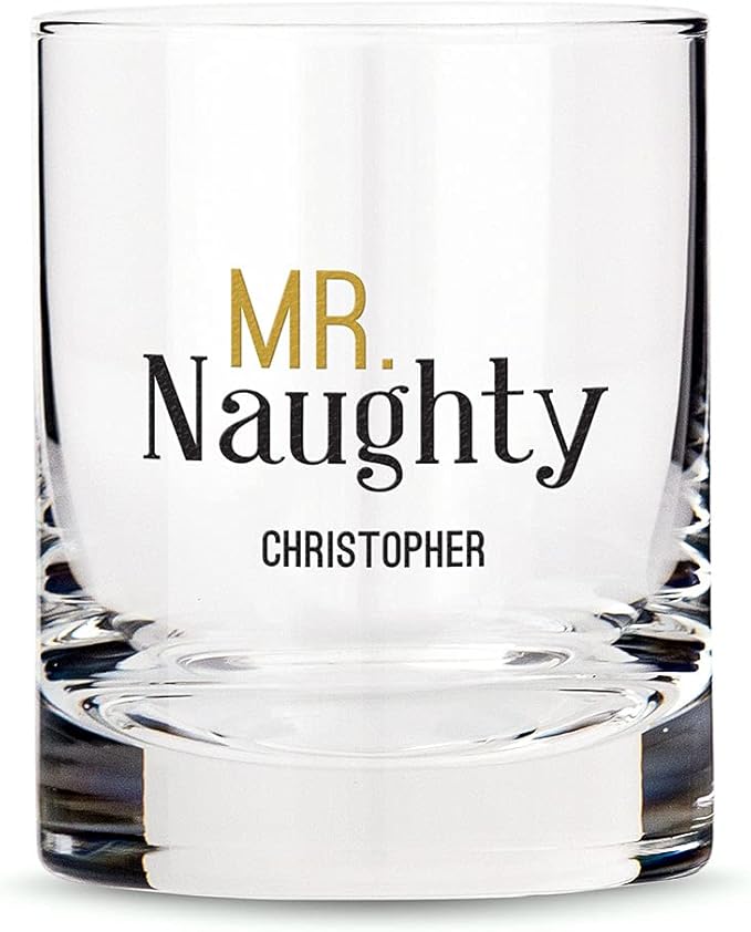 WEDDINGSTAR Personalized Whiskey Glass 11oz - Mr. Naughty Print