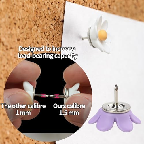 30 Pcs Flowers Push Pins Decorative Thumb Tacks in 5 Colors Cute Office Decor for Cork Board Bulletin Board, Photos Wall Maps and Other Offices Schools Supplies Christmas Decoration