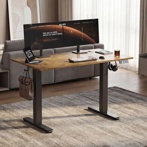 Claiks Electric Height Adjustable Standing Desk, 48x24 Inch, Vintage Brown