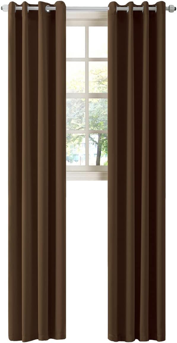 LA PALMA Thermal Insulated Blackout Darkening Grommet Living Room Curtains Window Drapes for Bedroom Pack of 2 Panels