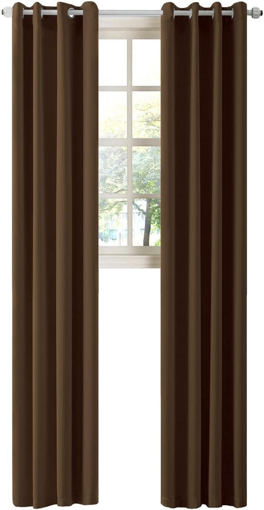 LA PALMA Thermal Insulated Blackout Darkening Grommet Living Room Curtains Window Drapes for Bedroom Pack of 2 Panels
