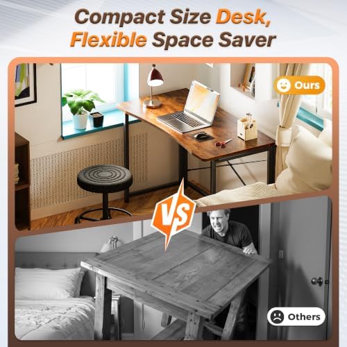 Huuger Folding Desk for Small Spaces, 39.4 Inch Foldable Computer Table