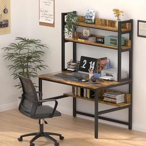 Aquzee Computer Desk with Shelves, 47“W x 23.6" D Desk with Hutch