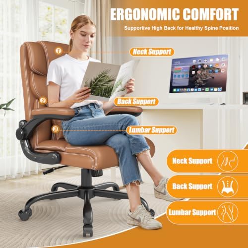 Executive Office Chair with Flip-up Armrests,Ergonomic Computer Desk Chairs