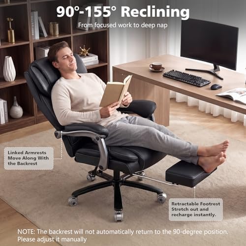 500lbs Reclining Big and Tall Office Chair for Heavy People with Foot Rest