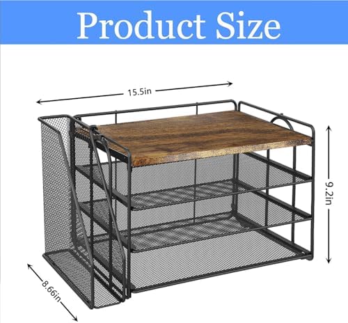 gianotter 4-Tier Wood Paper Organizer With Magazine Holder