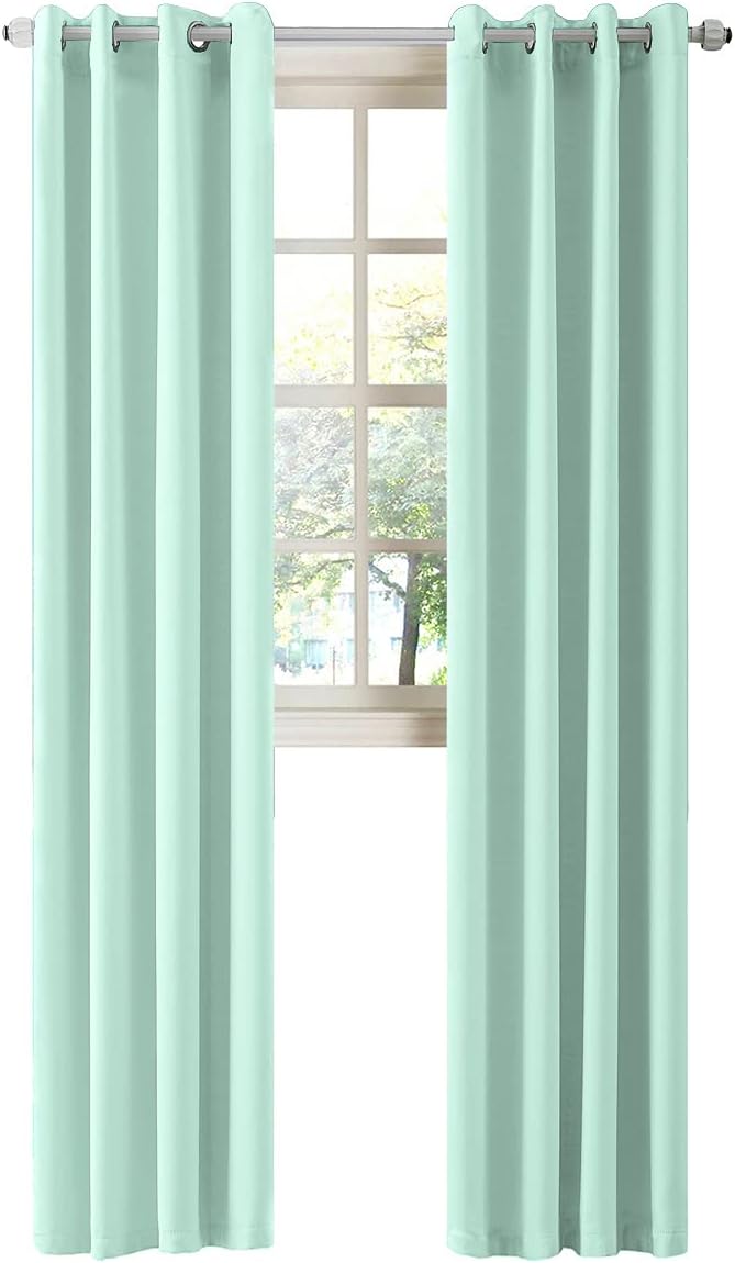 LA PALMA Thermal Insulated Blackout Darkening Grommet Living Room Curtains Window Drapes for Bedroom Pack of 2 Panels