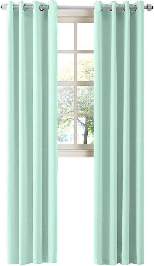 LA PALMA Thermal Insulated Blackout Darkening Grommet Living Room Curtains Window Drapes for Bedroom Pack of 2 Panels
