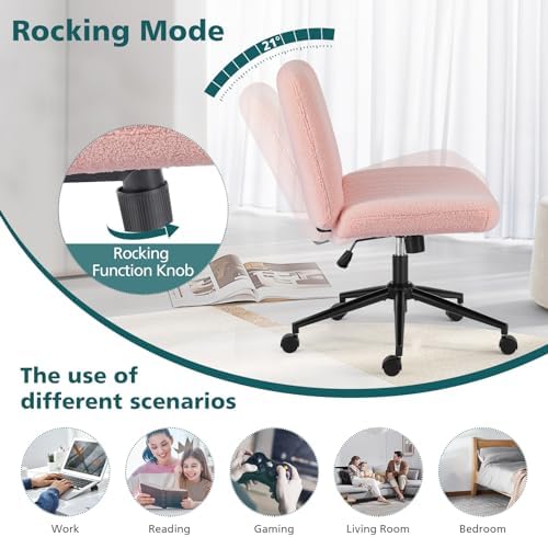 OLIXIS Criss Cross Chair with Wheels, Vanity Chair, Home Office Desk