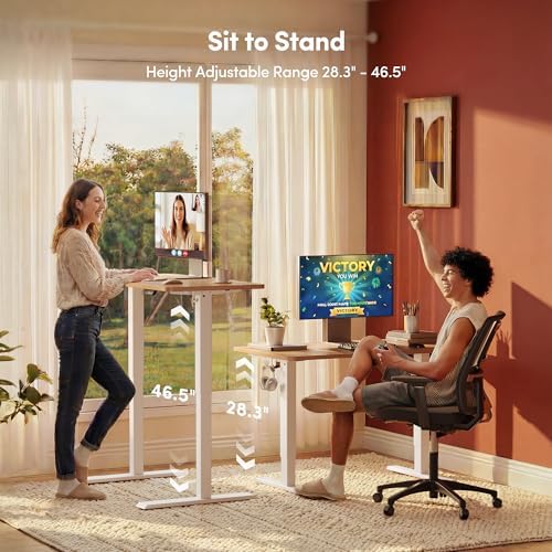 FEZIBO Standing Desk 32 × 19 Inch Electric Height Adjustable, Maple