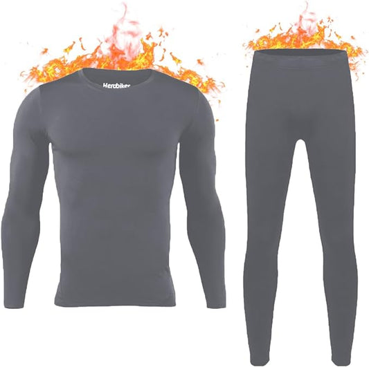 HEROBIKER Long Johns Thermal Underwear for Men Skiing Winter Warm Hunting Gear Fleece Lined Base Layer Set Top Bottom