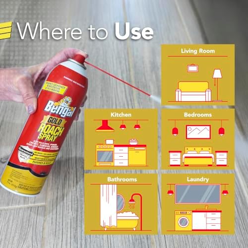 Bengal Gold Roach Spray Dry Aerosol Indoor Roach Killer - 11 oz - 2 Pack