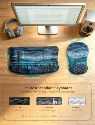 Ergonomic Keyboard Stand, Wrist Rest & Mouse Pad, Memory Foam Wrist Support