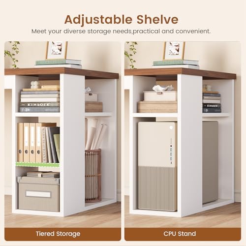 SEDETA 67" Farmhouse Executive L Shaped Desk with 3 Drawers