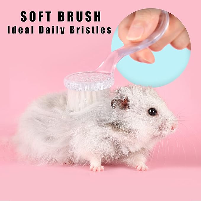2PC Nail Cleaner Brush Pet Hair Comb Hamster Hair Grooming Cleaning Brushes Pet Animal Bathing Brushes for Guinea Pig Chinchilla Ferret Cleaning Tool (Clear)