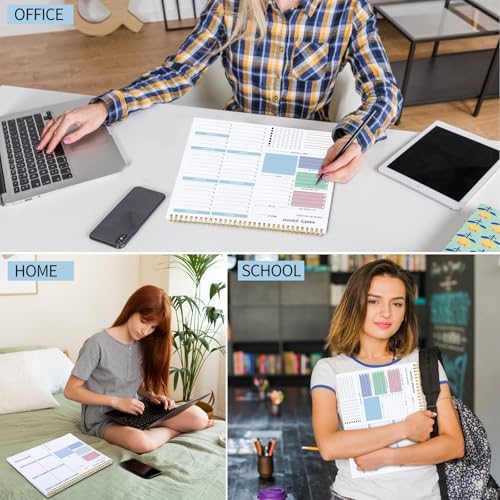 Thboxes Weekly Desk Planner, 8.5x11 In To Do List Notepad, 52 Sheets, Blue