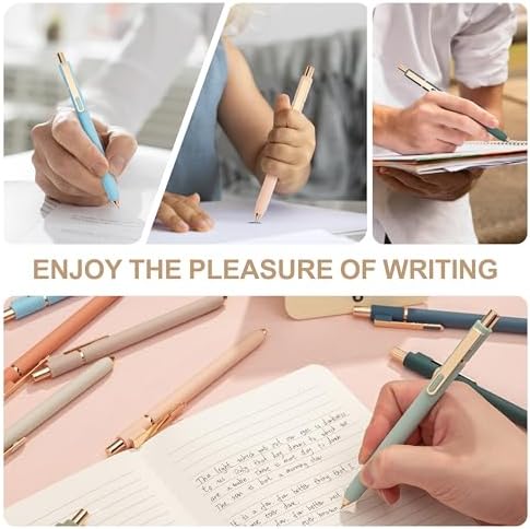 Linbsunne Gel Pens Black Ink Pens for Office 0.5mm Fine Point Pen Smooth Writing Retractable (Metal gold clip-18 pcs)