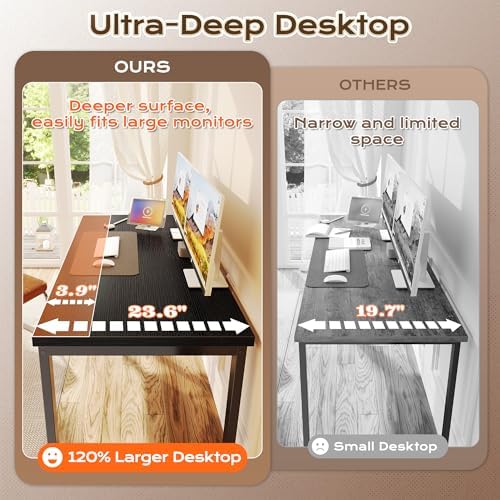 Huuger 48 x 24 inch Desk with Power Outlets & 0.95 Inch Thicker Desktop