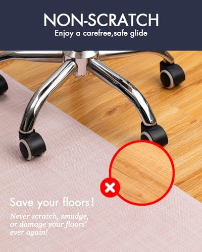 BARoyal Office Chair Mat for Hardwood Floor Under Desk Computer Rolling Chair Mat for Wood/Tile Floor Non-Slip Heavy Duty Desk Rug PVC Plastic Hard Floor Protector 36" x 48"(Blush)