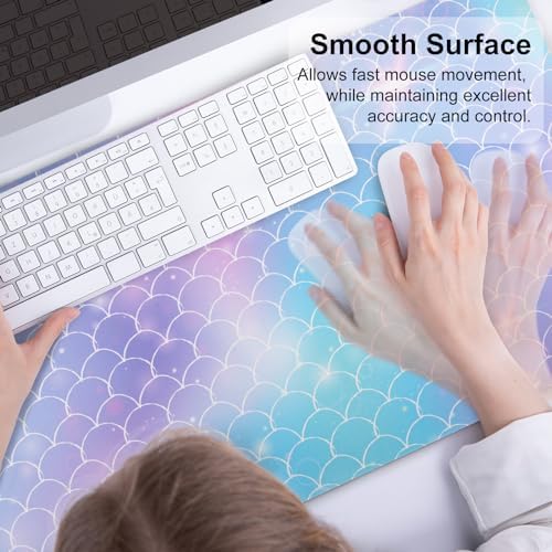 QiyI PU Leather Large Mouse Pad, 31.5" x 15.7", Gradient Fish Scales