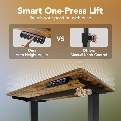 HUANUO 55x28 Inch Electric Standing Desk, Height Adjustable, Rustic Brown