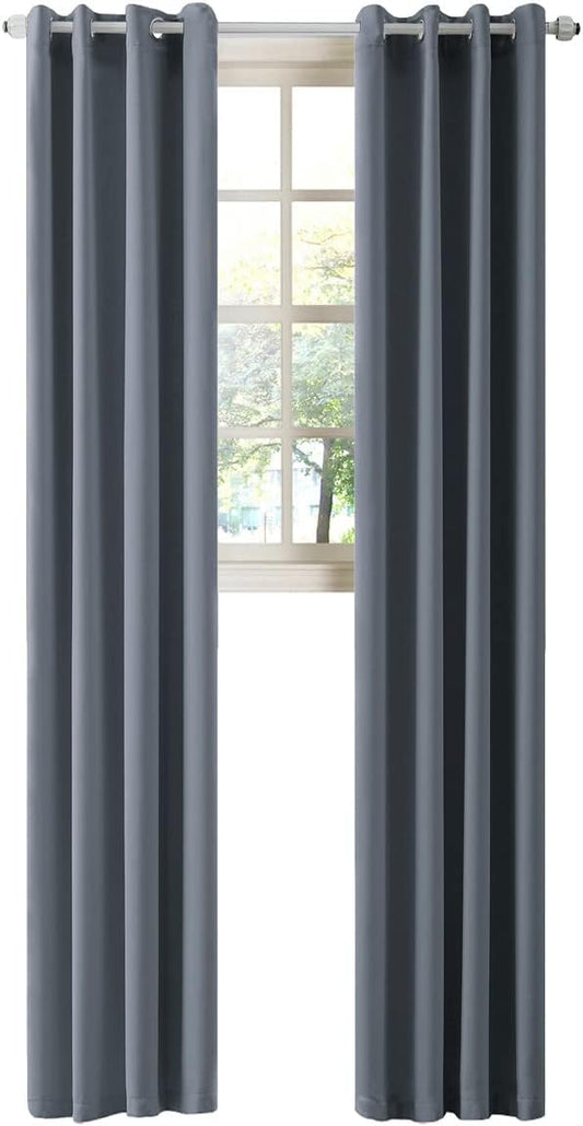 LA PALMA Thermal Insulated Blackout Darkening Grommet Living Room Curtains Window Drapes for Bedroom Pack of 2 Panels