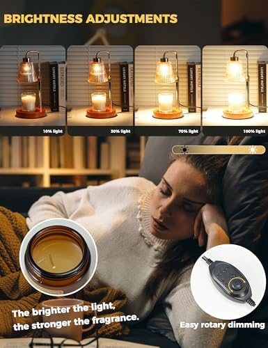 Modern Candle Warmer Lamp with 24h Cycle Timer, Dimmable Wax Melt Warmer