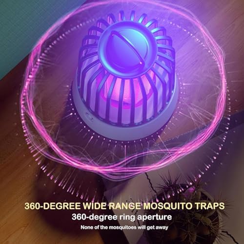 Bug Zapper Indoor & Outdoor, 2500V Electric Mosquito Killer Lamp, Portable USB Rechargeable Fly Zapper for Home, Kitchen, RV, Camping Tent, Efficient Insect Trap for Gnat, Moth, Fruit Fly, Grey