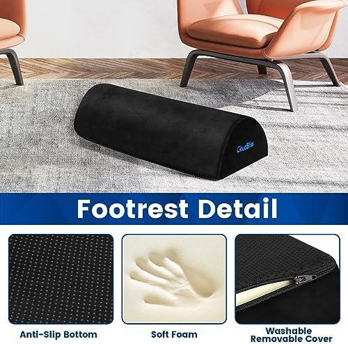 Foot Rest for Under Desk at Work, Foot Stool for Office, Black, Long