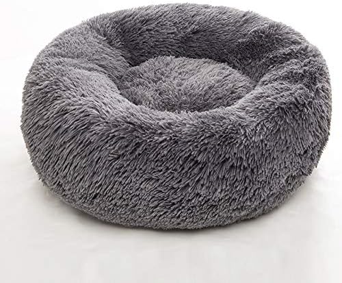 Plush Calming Donut Dog Bed for Small to Medium Dogs, 28 Inch Round Pet Bed | Soft Faux Fur Puppy Bed with Raised Rim for Curling and Head Support; Washable Round Pet Bed for Small to Medium Dogs or Cats