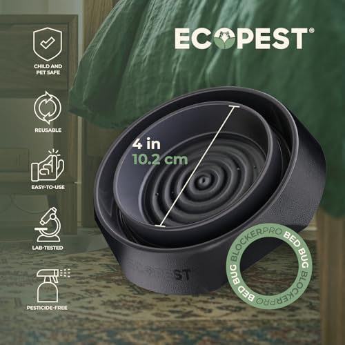 Bed Bug Interceptors – 8 Pack | Bed Bug Blocker (Pro) Interceptor Traps (Black) | Insect Trap, Monitor, and Detector for Bed Legs