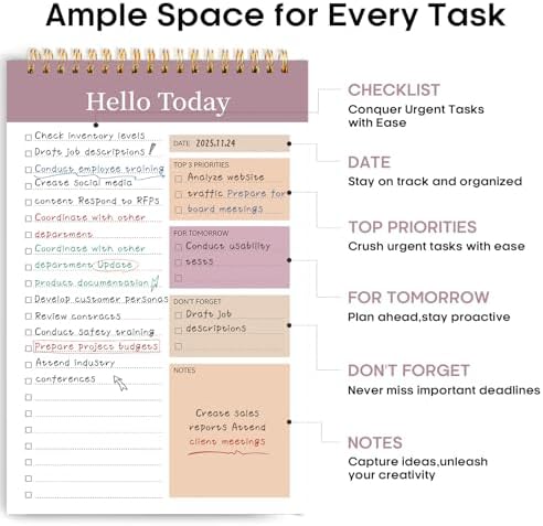 Taja To Do List Notepad, Undated Daily Planner for Work and Goal Setting