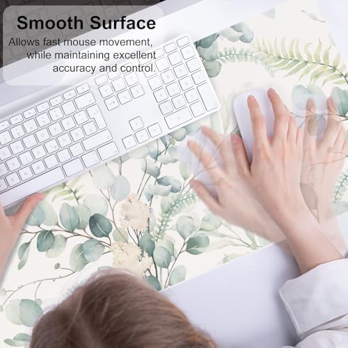QiyI PU Leather Large Mouse Pad, Office Desk Mat, 31.5" x 11.8", Eucalyptus