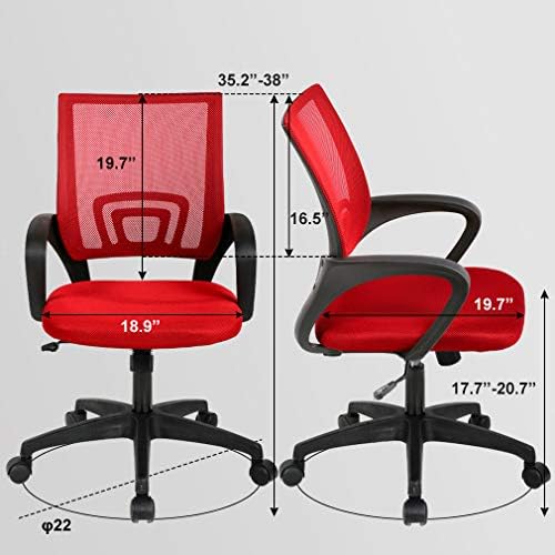 BestOffice Home Office Chair Ergonomic Desk Chair Mesh Computer Chair with Lumbar Support Armrest Executive Rolling Swivel Adjustable Mid Back Task Chair,Red