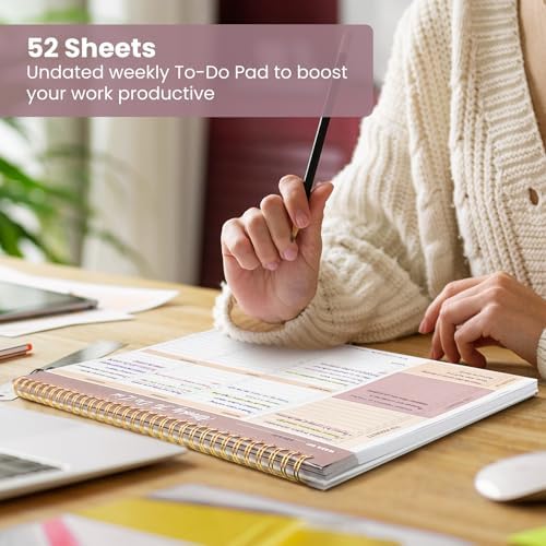 Weekly To Do List Notepad with 52 Undated Sheets（8.5"×11"）6 Pack - Undated Weekly Planner Notepad for Office Desk Accessories and Supplies - Midnight Lilac