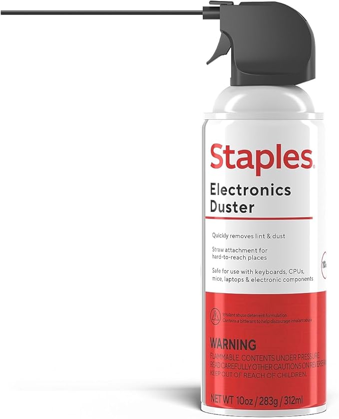 Staples Compressed Air Duster – 10 oz. Cans for Electronics, Keyboards & Office Devices, 4‑Pack