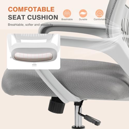 Sweetcrispy Computer Desk Chair, Mesh Office Chair, Lumbar Support, Grey