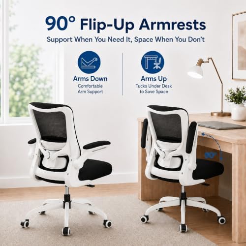 Ergonomic Office Chair for Long Hours, Adjustable Padded Lumbar Support for Lower Back Relief, 330 lb Capacity, Comfortable Computer Desk Chair for Home Office, Work & Study