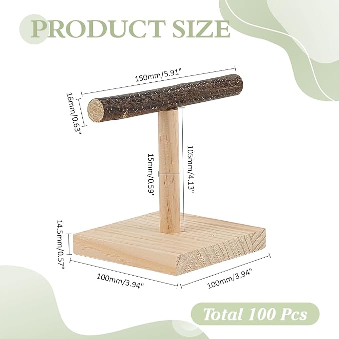 Bird Perch Stand Bird Training Portable Tabletop Platform Natural Wood Parrot Cage Gym Accessories for Parakeets Cockatiels Conures Macaws Finches Lovebirds Tabletop Cage Top