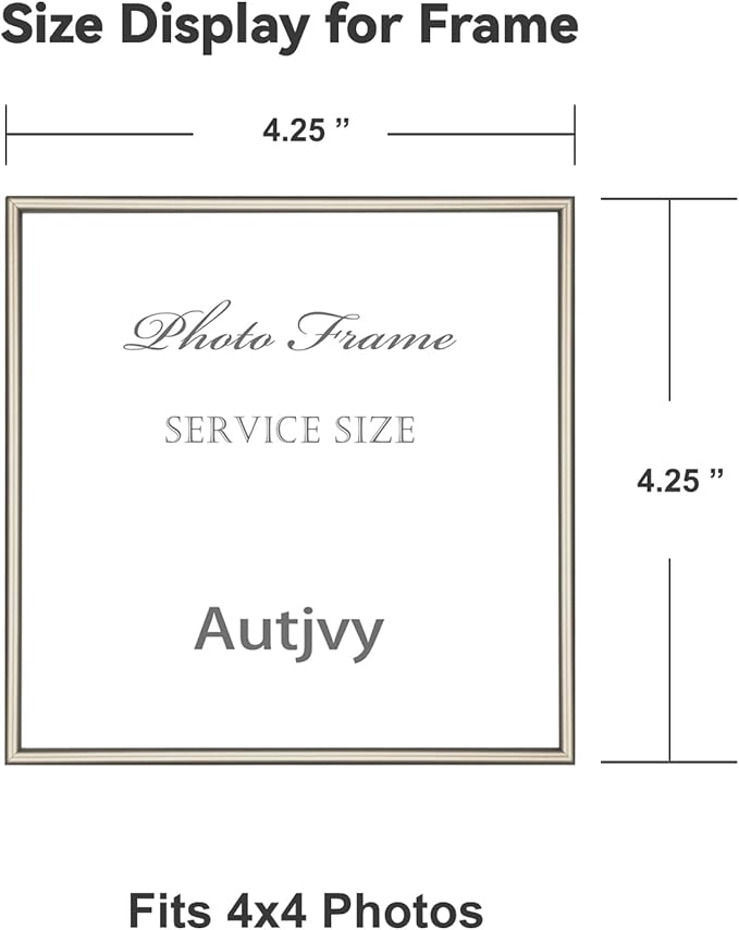 4x4 Picture Frame Set of 2, Champagne Modern Simple Thin Aluminum Metal Square Photo Frames with HD Real Glass, Display for Tabletop and Wall Collage, 2 Pack