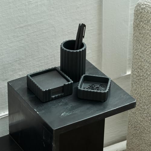 Modern Aesthetic Desk Accessories Set of 3 - Stylish Concrete Organizers