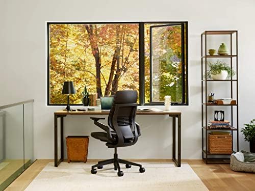 Steelcase Gesture Office Chair - Era Pink Lemonade Fabric, High Seat Height, Shell Back, Black on Black Frame, Lumbar Support, and Standard Carpet Casters