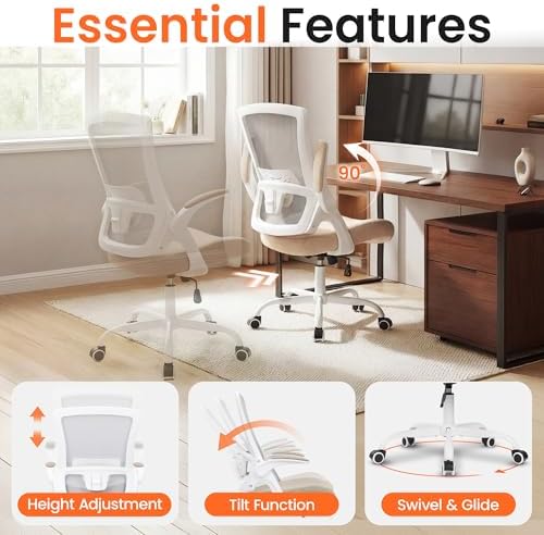 NEO CHAIR Office Desk Mesh Chair with Adjustable Ergonomic Lumbar, Beige