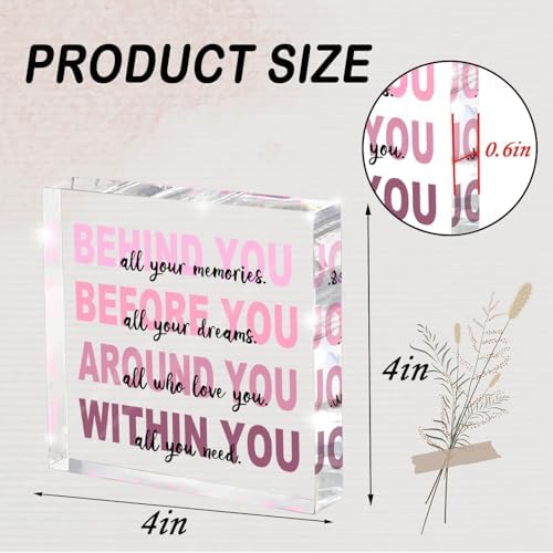 Graduation Gifts - Pink Graduation Quote Decoration - All the Memories Behind You Acrylic Square Sign - Inspirational Gift for Women 4x4 Inch